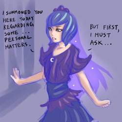 Size: 600x600 | Tagged: safe, artist:ninjaham, princess luna, human, comic:luna's magical ritual, clothes, dress, humanized, solo