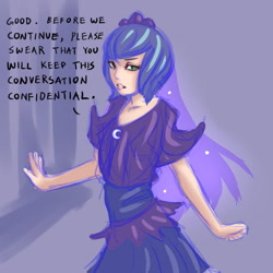 Size: 600x600 | Tagged: safe, artist:ninjaham, princess luna, human, comic:luna's magical ritual, clothes, dress, humanized, solo