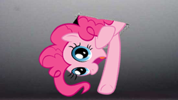 Size: 550x307 | Tagged: artist needed, safe, pinkie pie, earth pony, pony, ceiling pony, female, mare, smiling, solo, waving