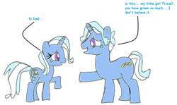 Size: 1024x611 | Tagged: safe, artist:luigiandamyfan, derpibooru import, jack pot, trixie, pony, father and child, father and daughter, female, male, parent and child