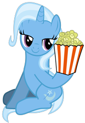 Size: 4916x7101 | Tagged: safe, artist:ramseybrony17, derpibooru import, trixie, pony, absurd resolution, food, popcorn, simple background, solo, transparent background, vector