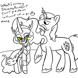 Size: 450x450 | Tagged: safe, artist:mt, king sombra, queen umbra, shining armor, pony, unicorn, the crystal empire, rule 63