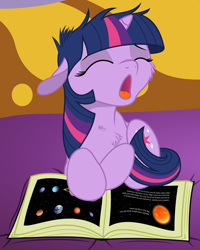 Size: 6400x8000 | Tagged: safe, artist:bri-sta, artist:mamandil, derpibooru import, twilight sparkle, absurd resolution, book, chest fluff, cute, female, filly, filly twilight sparkle, fluffy, reading, twiabetes, yawn, younger