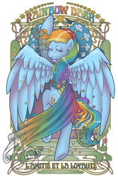 Size: 534x800 | Tagged: dead source, safe, artist:hezaa, rainbow dash, pegasus, pony, female, french, lidded eyes, looking at you, mare, modern art, nouveau, solo