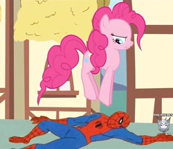 Size: 750x644 | Tagged: safe, pinkie pie, earth pony, pony, 60s spider-man, female, mare, spider-man