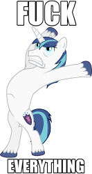 Size: 574x1078 | Tagged: safe, shining armor, pony, unicorn, fuck everything, image macro, male, simple background, stallion, transparent background, vulgar