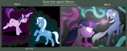 Size: 1930x780 | Tagged: safe, artist:pegasus20101000, derpibooru import, trixie, twilight sparkle, comparison, draw this again