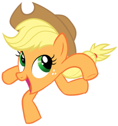 Size: 653x695 | Tagged: safe, applejack, earth pony, pony, crab pony, crabjack, female, running, simple background, smiling, solo, spiderjack, transparent background