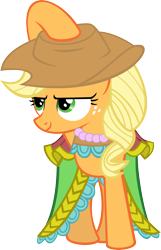 Size: 3764x5852 | Tagged: safe, artist:mysteriouskaos, applejack, earth pony, pony, bridesmaid dress, clothes, dress, female, hat, mare, simple background, smiling, smirk, solo, transparent background, vector