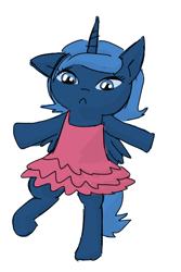 Size: 384x576 | Tagged: safe, artist:artylovr, princess luna, alicorn, pony, clothes, dancing, filly, solo, tutu, woona