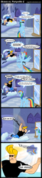 Size: 700x2974 | Tagged: safe, artist:angerelic, rainbow dash, human, pegasus, pony, bipedal, bravo vs. ponyville, cloud, cloud house, comic, crossover, falling, falling through clouds, female, human male, johnny bravo, male, mare, mirror, prank, sunglasses, watch that first step it's a lulu