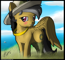 Size: 1169x1080 | Tagged: safe, artist:dragmodnotloc, daring do, clothes, socks, solo, thigh highs