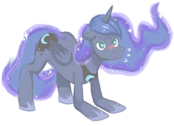 Size: 1179x854 | Tagged: safe, artist:pettankochanv, princess luna, alicorn, pony, blushing, female, horn, mare, solo