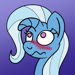 Size: 2048x2048 | Tagged: safe, artist:solarfm, derpibooru import, trixie, pony, unicorn, blushing, floppy horn, wavy mouth