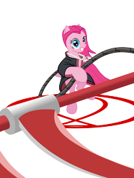 Size: 6000x8000 | Tagged: safe, artist:randomlywhimsical, pinkie pie, earth pony, pony, absurd resolution, bipedal, clothes, female, grin, hidan, jewelry, kusarigama, mare, naruto, necklace, pinkamena diane pie, simple background, smiling, solo, transparent background, weapon