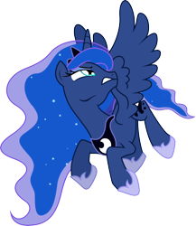 Size: 3000x3463 | Tagged: safe, artist:theshadowstone, princess luna, alicorn, pony, do princesses dream of magic sheep, flying, grimace, gritted teeth, simple background, solo, spread wings, transparent background, vector