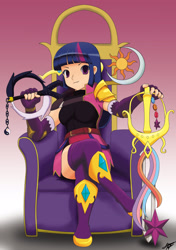 Size: 1802x2554 | Tagged: safe, twilight sparkle, human, clothes, humanized, keyblade, kingdom hearts, solo, thigh highs