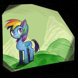 Size: 1000x1000 | Tagged: safe, artist:lentoto, rainbow dash, pegasus, pony, female, mare, smiling, solo