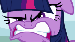 Size: 640x360 | Tagged: safe, derpibooru import, screencap, twilight sparkle, unicorn twilight, pony, unicorn, feeling pinkie keen, angry, animated, burning, close-up, cute, cute when angry, female, fire, fire hair, floppy ears, furious, gif, glare, gritted teeth, mane of fire, mare, rage, rapidash, rapidash twilight, red eyes, sin of wrath, snapping, solo, tail of fire, twiabetes, video game reference