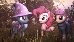 Size: 1920x1080 | Tagged: safe, artist:sourcerabbit, derpibooru import, maud pie, pinkie pie, trixie, earth pony, pony, 3d, source filmmaker