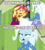 Size: 600x674 | Tagged: safe, derpibooru import, edit, edited screencap, screencap, sunset shimmer, trixie, better together, equestria girls, forgotten friendship, dialogue, image macro, meme, spongebob squarepants, the algae's always greener, trixie yells at everything