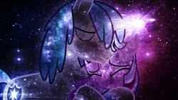 Size: 1920x1080 | Tagged: safe, artist:tzolkine, shining armor, twilight sparkle, pony, unicorn, hug, the cosmos, wallpaper