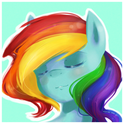 Size: 1000x1000 | Tagged: safe, artist:derpiihooves, rainbow dash, pegasus, pony, eyes closed, female, mare, simple background, solo