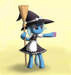 Size: 3840x4048 | Tagged: dead source, safe, artist:panzerhi, derpibooru import, trixie, pony, bipedal, broom, clothes, costume, crossover, kirisame marisa, solo, touhou, witch