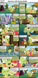 Size: 1282x2590 | Tagged: safe, screencap, apple bloom, applejack, diamond tiara, granny smith, silver spoon, earth pony, pony, comic:celestia's servant interview, caption, comic, female, filly, interview, mare