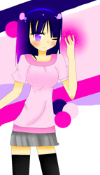 Size: 600x1050 | Tagged: safe, artist:mitsunyandesu, twilight sparkle, human, clothes, humanized, miniskirt, skirt, solo, thigh highs