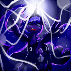 Size: 1000x1000 | Tagged: safe, artist:luciferamon, princess luna, alicorn, pony, do princesses dream of magic sheep, crying, floppy ears, solo