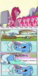 Size: 800x1600 | Tagged: safe, derpibooru import, edit, lyra heartstrings, pinkie pie, snails, snips, sweetie belle, trixie, earth pony, pony, accepted meme that never ends, alicorn amulet, clones, ew gay, exploitable meme, image macro, make it stop, meh, meme, memeception, pinkie's plan, sudden clarity sweetie belle, the meme that never ends, the ride never ends, unimpressed trixie meme