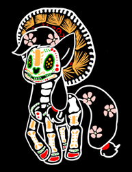 Size: 561x725 | Tagged: safe, artist:violetmagician, applejack, earth pony, pony, black background, dia de los muertos, female, mare, simple background, solo, sombrero