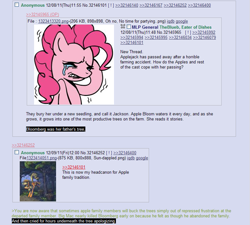 Size: 785x706 | Tagged: safe, applejack, pinkie pie, earth pony, pony, /co/, 4chan, crying, feels, female, mare, text