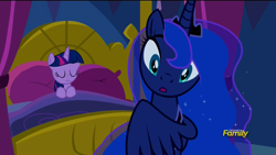 Size: 1920x1080 | Tagged: safe, screencap, princess luna, twilight sparkle, twilight sparkle (alicorn), alicorn, pony, do princesses dream of magic sheep, :o, cute, female, lunabetes, mare