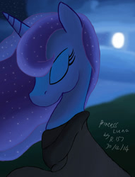 Size: 1530x2000 | Tagged: safe, artist:renegade-157, princess luna, alicorn, pony, female, horn, mare, moon, solo