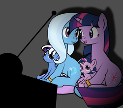 Size: 600x530 | Tagged: safe, artist:dekomaru, derpibooru import, edit, trixie, twilight sparkle, pony, unicorn, ask, cropped, female, lesbian, magical lesbian spawn, offspring, parent:trixie, parent:twilight sparkle, parents:twixie, shipping, television, tumblr, tumblr:ask twixie, twixie