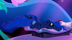 Size: 1920x1080 | Tagged: safe, edit, screencap, princess luna, alicorn, pony, do princesses dream of magic sheep, cute, luna's dream, sleeping, solo