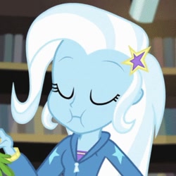 Size: 720x719 | Tagged: safe, derpibooru import, screencap, trixie, better together, equestria girls, forgotten friendship, cropped, eyes closed, solo