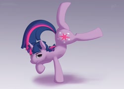 Size: 2500x1791 | Tagged: safe, artist:skipsy, derpibooru import, dusk shine, twilight sparkle, backbend, breakdancing, rule 63, solo