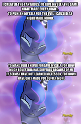 Size: 1409x2143 | Tagged: safe, edit, edited screencap, screencap, princess luna, alicorn, pony, do princesses dream of magic sheep, crying, drama, image macro, meme, solo