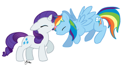 Size: 929x524 | Tagged: safe, artist:selective-yellow, rainbow dash, rarity, pegasus, pony, unicorn, eyes closed, female, lesbian, licking, mare, raridash, shipping, simple background, transparent background