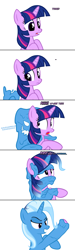 Size: 1050x3500 | Tagged: safe, artist:navitaserussirus, derpibooru import, trixie, twilight sparkle, goo pony, original species, absorption, asktwixiegenies, comic, encasement, female, fetish, gag, genie, lesbian, melting, preylight, shipping, slime, symbiote, transformation, trixie predamoon, twixie, vore