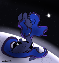 Size: 2923x3078 | Tagged: safe, artist:velexane, princess luna, alicorn, pony, 30 minute art challenge, moon, solo, space