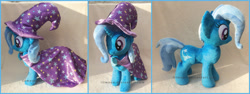 Size: 1964x742 | Tagged: safe, artist:lilmoon, derpibooru import, trixie, pony, cape, clothes, hat, irl, photo, plushie, solo, trixie's cape, trixie's hat