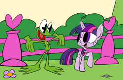 Size: 1391x900 | Tagged: safe, artist:joeywaggoner, derpibooru import, twilight sparkle, crossover, kermit the frog, the muppets