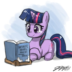 Size: 900x900 | Tagged: safe, artist:johnjoseco, derpibooru import, twilight sparkle, book, reading, solo