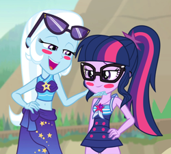 Size: 1044x944 | Tagged: safe, artist:sketchmcreations, artist:themexicanpunisher, derpibooru import, edit, edited screencap, screencap, trixie, twilight sparkle, better together, equestria girls, forgotten friendship, female, lesbian, shipping, twixie