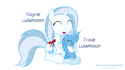 Size: 1920x1080 | Tagged: safe, artist:darkwolfmx, derpibooru import, trixie, oc, oc:rayne, oc:rayne lulamoon, filly, hug