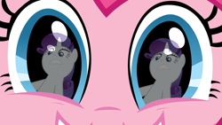 Size: 1000x563 | Tagged: safe, pinkie pie, rarity, earth pony, pony, unicorn, close-up, female, grin, mare, reflection, smiling